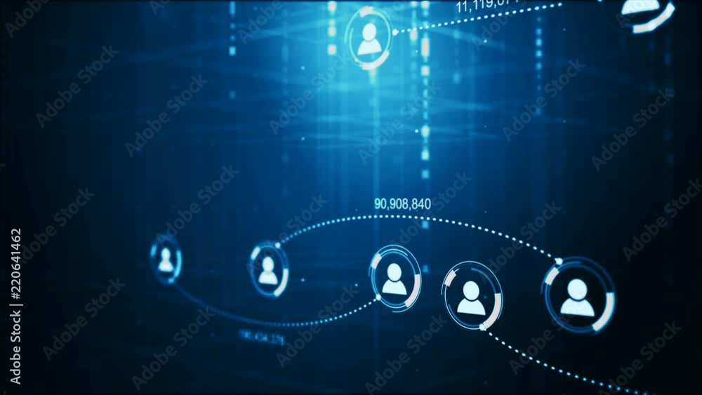 Poster circle shape people icon and connection line for social network cyber futuristic technology concept 