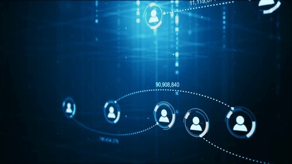 Circle shape people icon and connection line for social network cyber futuristic technology concept with dark and grain processed - Powered by Adobe