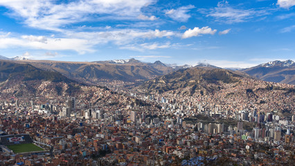 Panoramic views across the city of La Paz, Bolivia