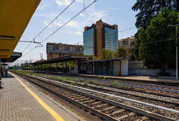 Naklejka premium railway station of a provincial town, Italy