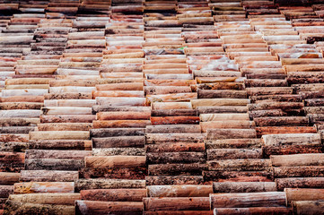 Arrière plan tuiles anciennes couleur brique