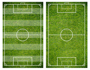 Grass of a soccer field. Football field or soccer field background. Green court for create game. © kanpisut