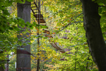 Rope bridge at adventure climbing park
