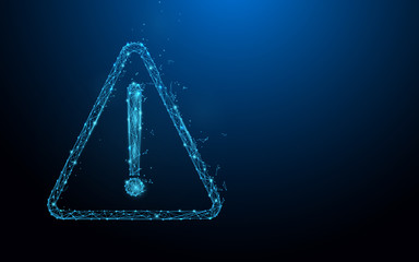 Danger icon and caution sign form lines, triangles and particle style design. Illustration vector