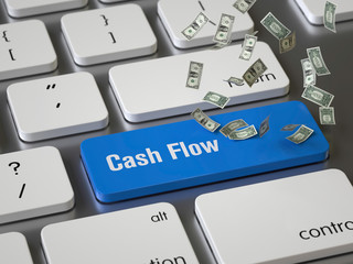 Fototapeta premium Cash Flow key on the keyboard, 3d rendering,conceptual image.