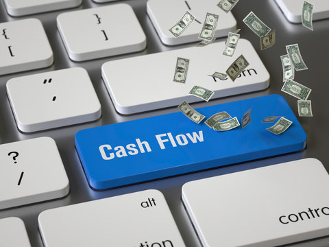 Cash Flow key on the keyboard, 3d rendering,conceptual image.