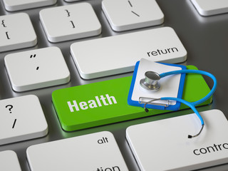Health key on the keyboard, 3d rendering,conceptual image.