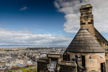 Top view of Edinburgh as seen from the city's famous Castle