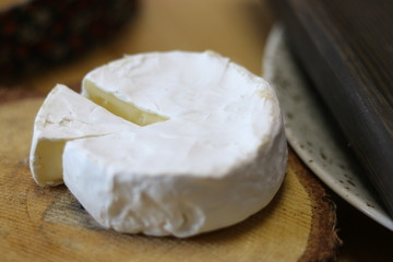 Wine, croissant, cheese.