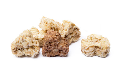 Oatmeal heart dessert isolated on white background