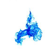 blue flames isolated on white background with clipping part