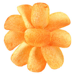 Pile of corn chips with spices top view isolated