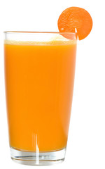 Glass of carrot juice decorated sliced carrots