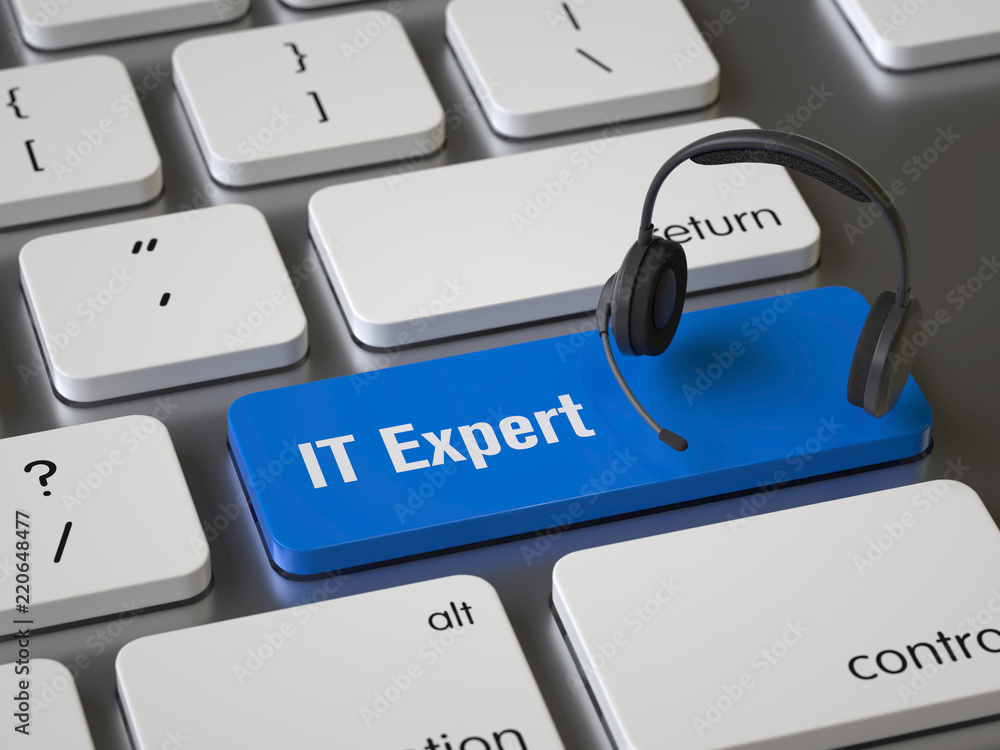 Aufkleber it expert key on the keyboard, 3d rendering,conceptual image