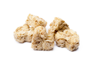 Oatmeal heart dessert isolated on white background