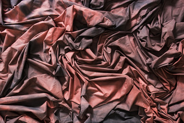 Red Black Cotton Textured Cloth Folded With Deep Shadows