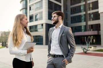 Business people commuting on street