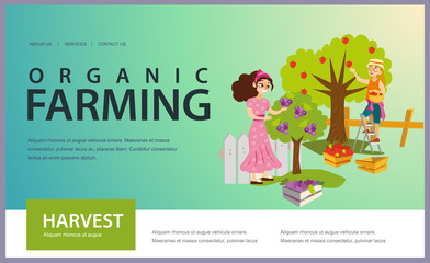 Two girls gathering fruits in orchard flat poster