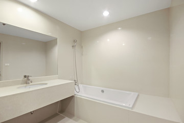 Fototapeta na wymiar white bathroom in house