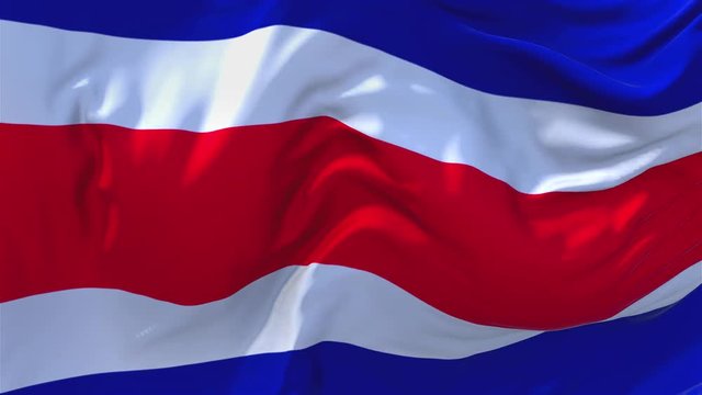 166. Costa Rica Flag Waving in Wind Slow Motion Animation . 4K Realistic Fabric Texture Flag Smooth Blowing on a windy day Continuous Seamless Loop Background.