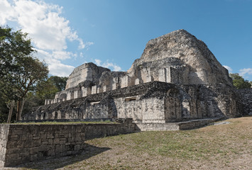 Fototapeta na wymiar The ruins of the ancient Mayan city of Becan, Campeche, Mexico
