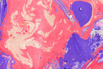 Colorful marble ink paper textures on white background. Chaotic abstract organic design. 