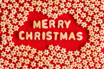 Fototapeta na wymiar Creative Merry Christmas card design with pasta