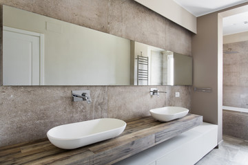 Naklejka na ściany i meble Modern bathroom with double sink