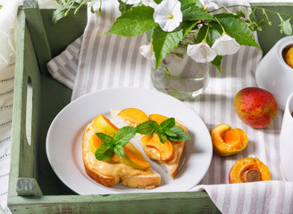 Delicious toasts bread with homemade apricot jam