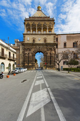 Fototapeta na wymiar View of Porta Nuova in Palermo