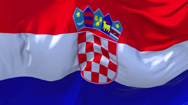 168. Croatia Flag Waving in Wind Slow Motion Animation . 4K Realistic Fabric Texture Flag Smooth Blowing on a windy day Continuous Seamless Loop Background.