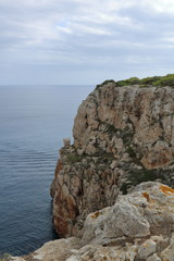 Cliffs on the shore of the island Menorca, Spain