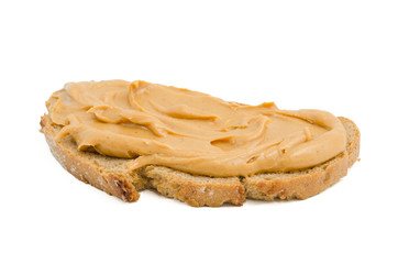 Eine Scheibe Erdnussbutterbrot