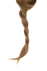 Braided brown hair isolated on white background
