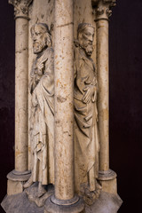 Carvings on the exterior of the Basilica of St Denis, France