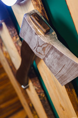 axe - interior element Old axe with handle made from wood