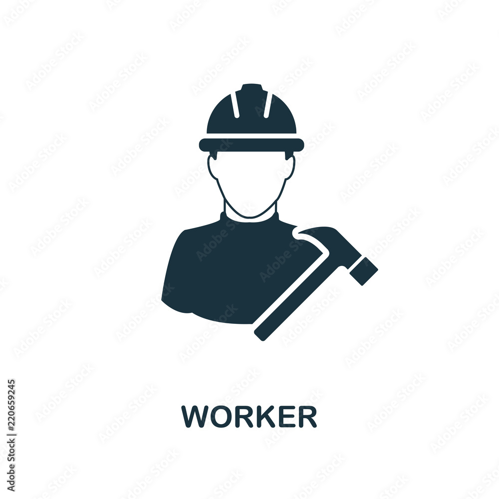Poster worker icon. monochrome style design from professions icon collection. ui. pixel perfect simple pict
