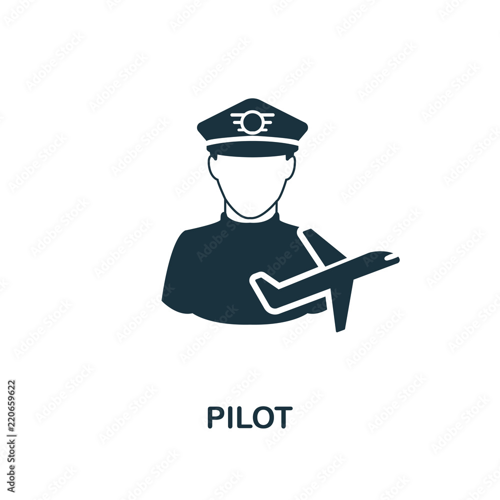 Poster pilot icon. monochrome style design from professions icon collection. ui. pixel perfect simple picto
