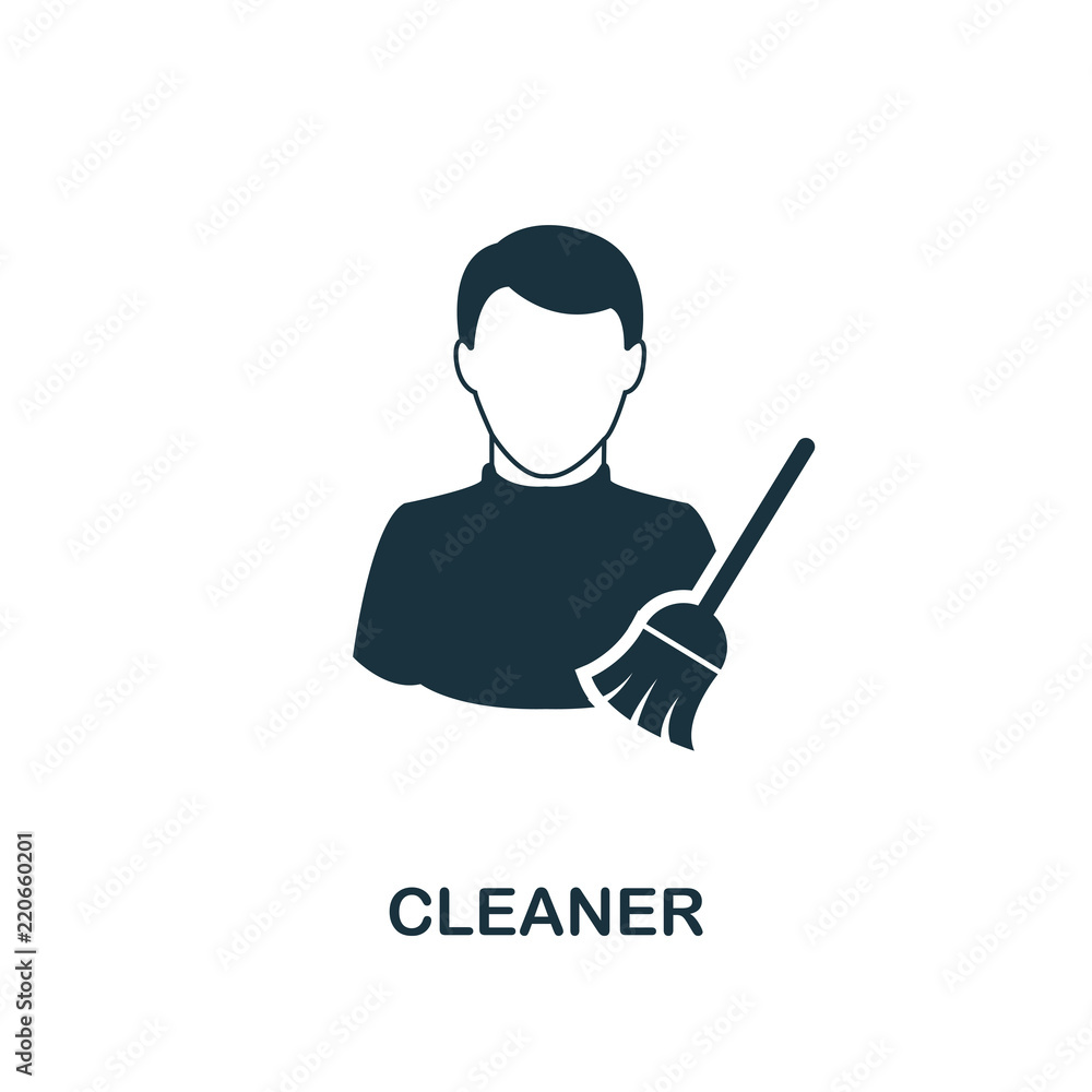 Poster cleaner icon. monochrome style design from professions icon collection. ui. pixel perfect simple pic