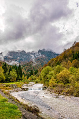Fototapeta na wymiar Autumn landscape on the Alps