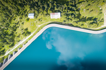 Aerial view of Fedaia lake