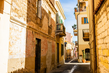 Empty street in the city of Olbia, Italy. Italian architecture.  © Vlad Ispas