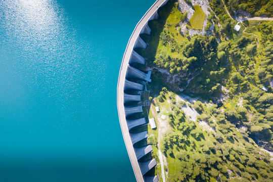 Aerial view of Fedaia lake