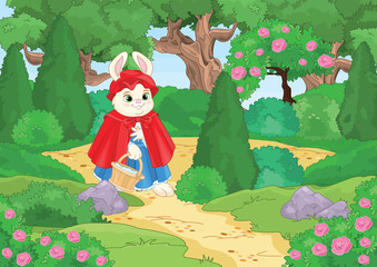 Little Red Riding Hood in the forest