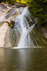 Fototapeta na wymiar Wasserfall am Ausgang der Starzlachschlucht