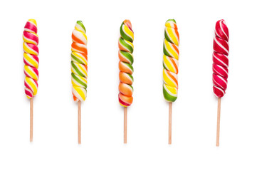 Set of twisted lollipops, isolated on white