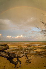 Rainbow over the sea in Fraser Island in Australia