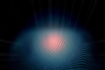 Fototapeta premium Abstract binary zero-one code text in wave format with power energy in glow red color at center which can be use as background to emphasize your technology, product, network communication, or concept.