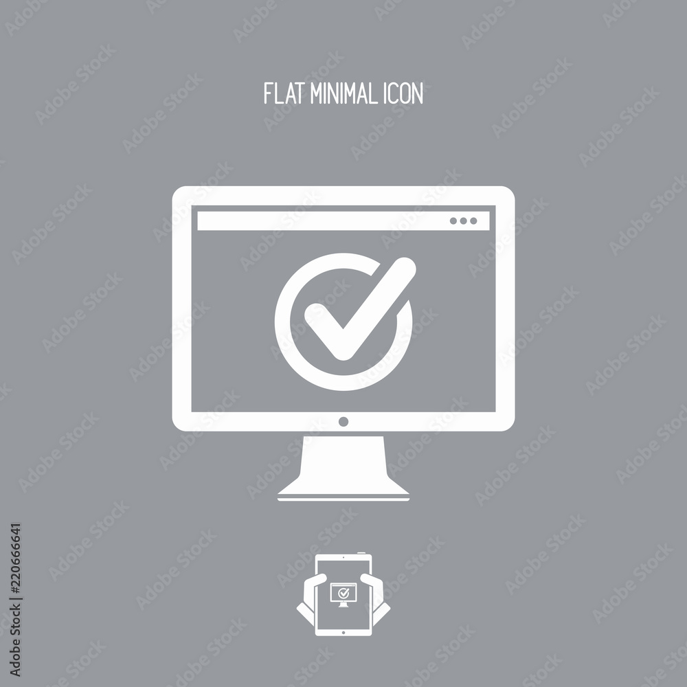 Poster check computer - flat minimal icon