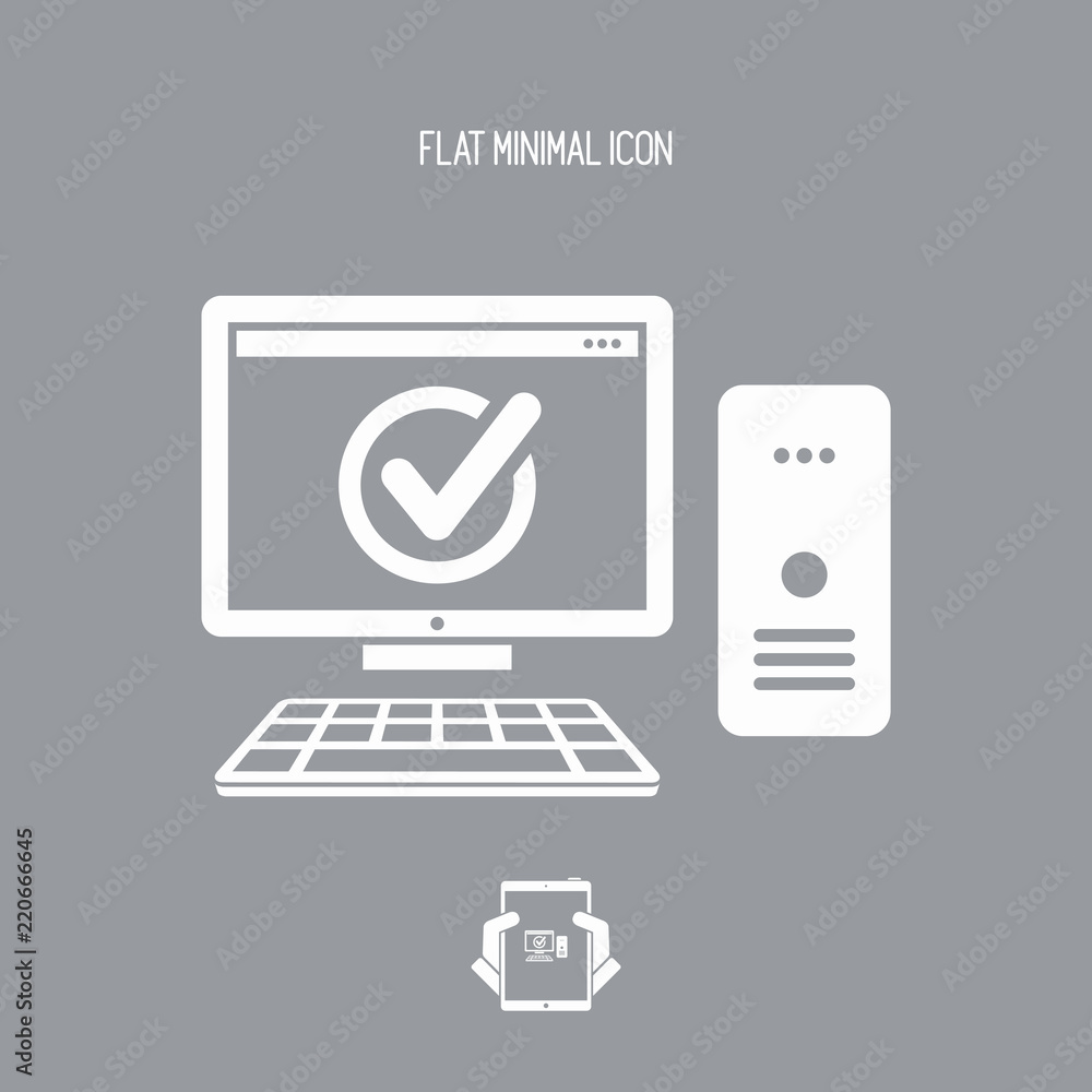 Poster Check computer - Flat minimal icon
